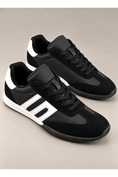 NK Lima Kadın Siyah Beyaz Detay Memory Foam Hafızalı Ortopedik Tabanlık Günlük İnce Taban Sneaker Yürüyüş Spor Ayakkabı