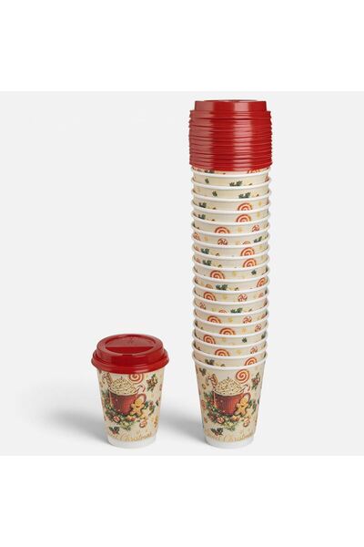OEM Set 20 Pahare din Carton de Craciun pentru Cafea Gingerbread cu Perete Du...