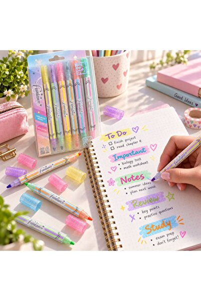 OEM Set 6 Evidentiatoare Duble cu Glitter