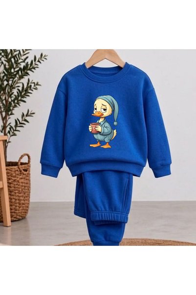 playwear Team Sweatshirt Baby Duck Printed Girls' and Boys' Crew Neck Sweatshirt