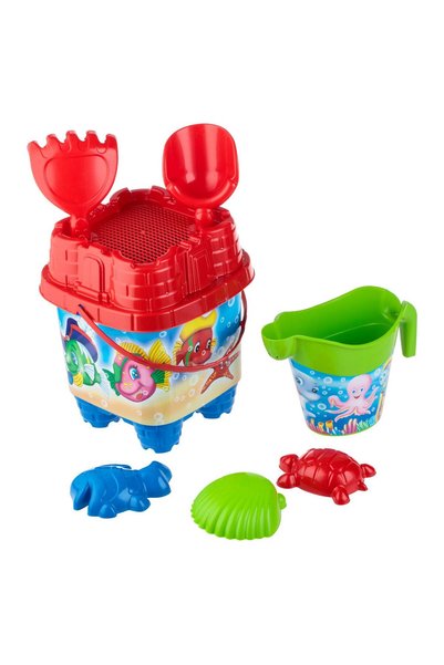 OEM Galetusa pentru Plaja Albastru Rosu Castel Pestisori Pirati 16x16x26cm & ...