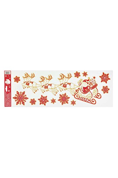 OEM Autocolante Decorative de Craciun Sanie Mos Craciun Rosii cu Glitter Auri...