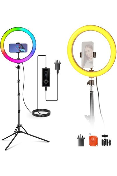 NEEWER إضاءة حلقية 12 بوصة مع حامل ثلاثي القوائم متوافق مع آيفون، إضاءة LED R...