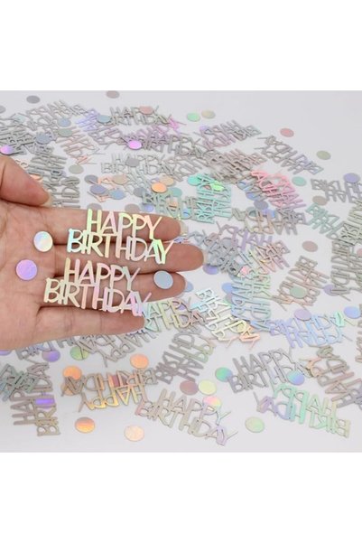 Yelajoy 2 Packs Iridescent Glitter Birthday Confetti Scatters, Circle & Happy...