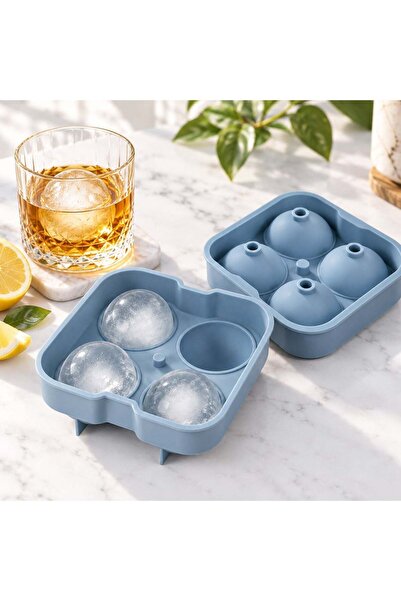 OEM Forma din Silicon Albastra pentru 4 Cuburi de Gheata Rotunde 11,5x11,5x5cm