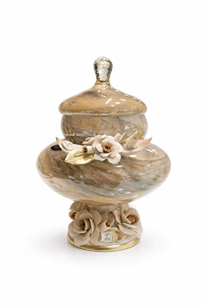White Cristal MURANO KAPAKLI ŞEKERLİK 31 CM