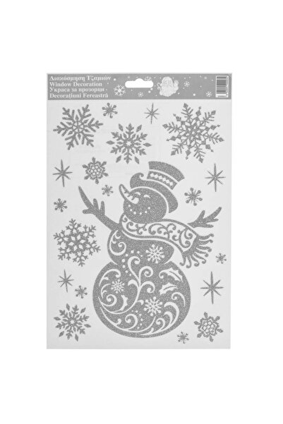 OEM Autocolante Decorative de Craciun Om de Zapada Fulgi Glitter Argintiu 20x...