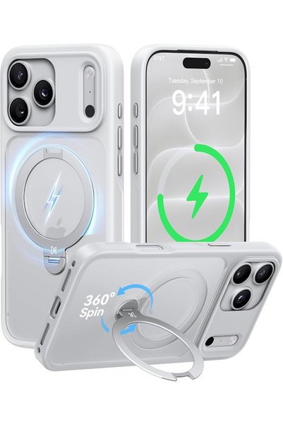 casekoo White for 17 Pro Case with 360 Spin Magnetic Stand [Camera Protection...