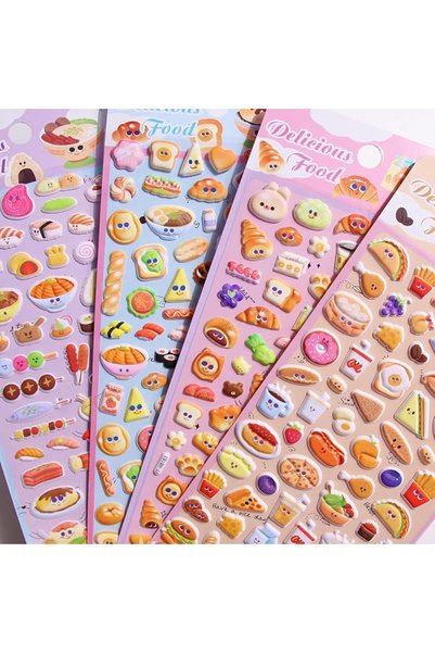 TERRIFI Puffy Stickers for Kids – Cute Food Sticker Pack with 3D Designs, Fun Reward Stickers for Classroom,