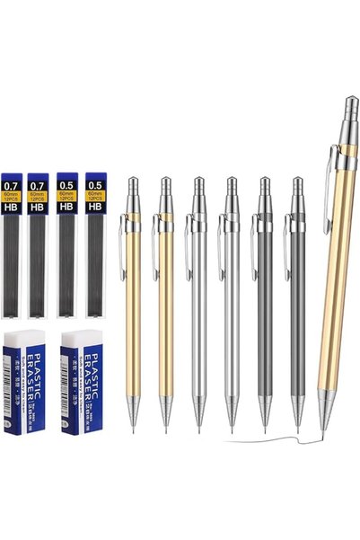 Winever Mechanical Pencil Set,6Pcs Metal Mechanical Pencils 0.5mm & 0.7mm wit...