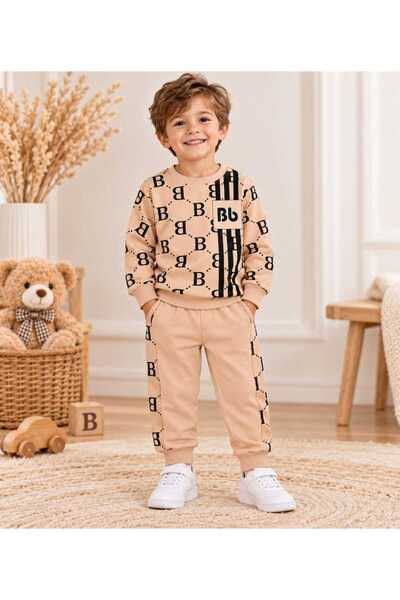 krm kerem bebe 2-Piece Children's Set Made of Silk Cotton with Patterned Pock...