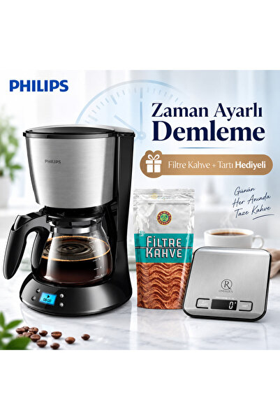 HD7459/20 Zaman Ayarlı Demleme Filtre Kahve Makinesi Filtre Kahve ve Tartı Hediyeli