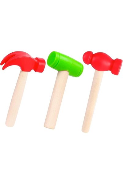 TERRIFI Toy Hammers, Wooden Handle Simulation Plastic Mallets, Pretend Play M...