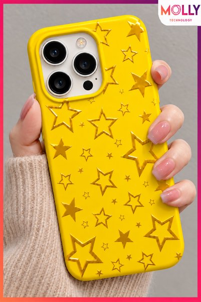 Molly Black Glossy Star Pattern Silicone Case for iPhone 12 Pro Max