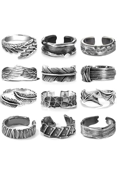 GENERAL Bukela 12Pcs Vintage Rings for Men, Goth Punk Ring Set for Men, Cool ...