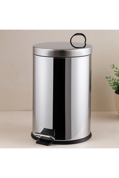 AKILLI Pedallı 16 L Krom Metal Çöp Kovası
