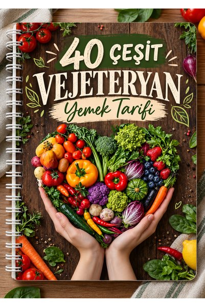 Eseran Print 40 Çeşit Vejeteryan Tarif Defteri-A5 Spiralli