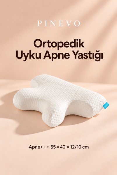 pinevo Boyun Destekli Ortopedik Uyku Apne Yastığı Pamuklu 55*40*12/10 cm