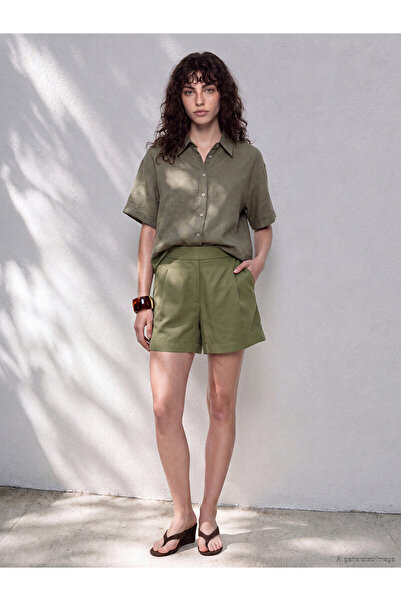 LC Waikiki Two Mt Shop Quality Lcw Petite Khaki Elastic Waist Pleated Women's...