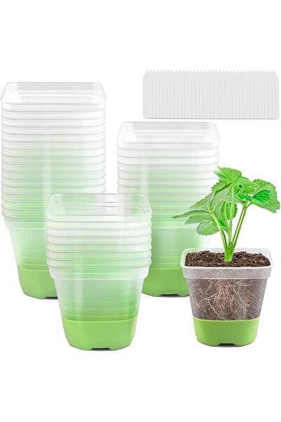 Yelajoy 12 Packs 4 Inch Square Plastic Nursery Pots with Soft Silicone Base f...