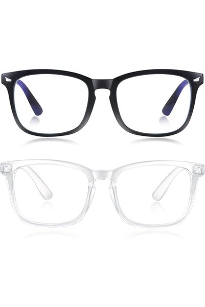 JOYZZZ Blue Light Blocking Glasses, 2 PCS Anti Blue Light Filter Square Spect...