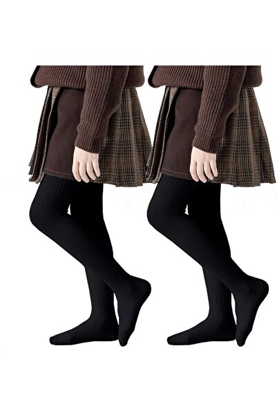GENERAL Girls Tights Toddler Seamless Plain/Cable Knit Leggings Stockings 2/3...