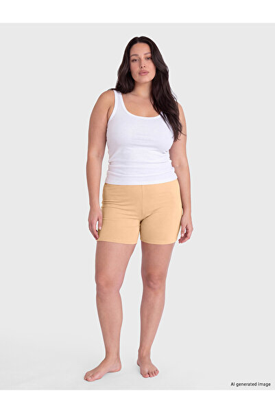 LC Waikiki Two Mt Shop Quality Lcw Curve Beige Large Size Elastic Waist Women...