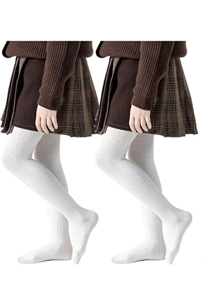 GENERAL Girls Tights Toddler Seamless Plain/Cable Knit Leggings Stockings 2/3...