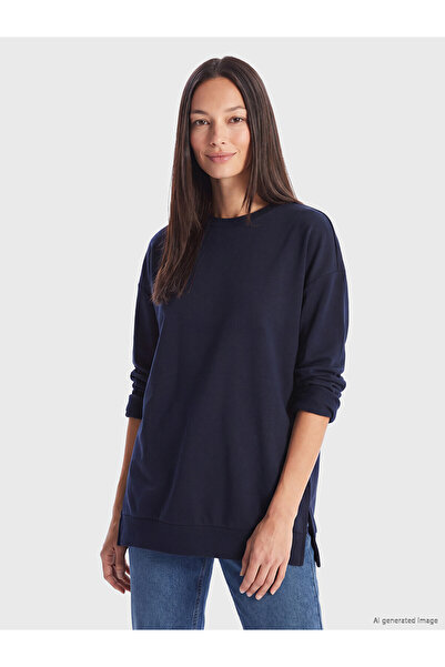 LC Waikiki Two Mt Shop Quality Navy Blue Diver Fabric Plain Loose & Baggy Wom...