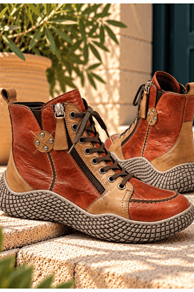 İNZE AYAKKABI Genuine Leather Women's Boots Model Name: Artemis