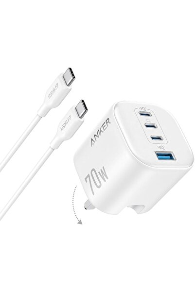 Anker Stuy شاحن أنكر زولو 70 واط بـ 4 منافذ USB-C سريع، لمحول الكمبيوتر المحم...