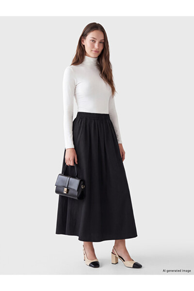 LC Waikiki Rmz Gi̇yi̇m Farkiyla A-Line Poplin Skirt with Waist Drawstring