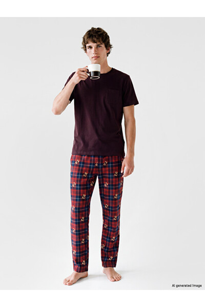 LC Waikiki Rmz Gi̇yi̇m Farki̇lya Checkered Embroidered Men's Pajama Bottoms