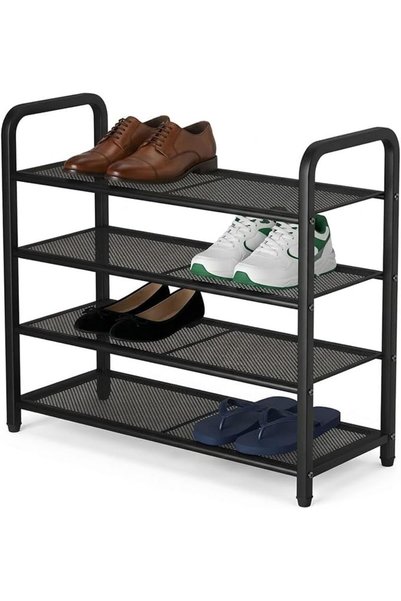 ANGJU Metal Shoe Rack, Simple Trending 4-Tier Shoe Organizer Storage Shelf, W...