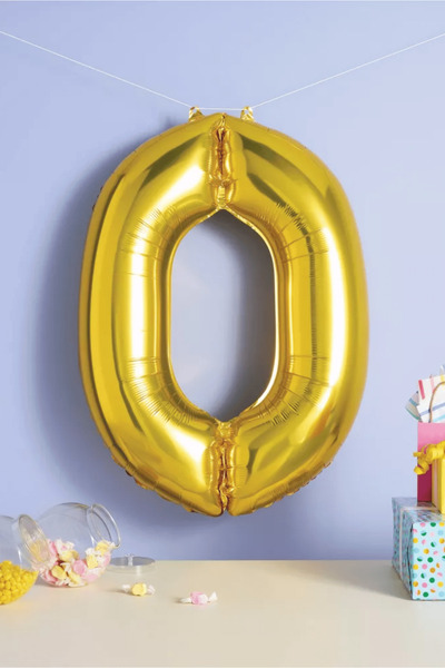 Altın 0 Rakam Folyo Balon 76 cm 34 İnç Doğum Günü Parti Süsü 1 Adet