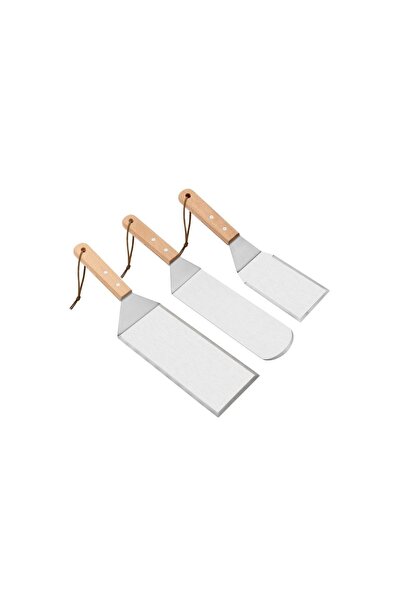 OEM Set 3 spatule pentru gratar, din metal, margini subtiri, suprafata antiad...