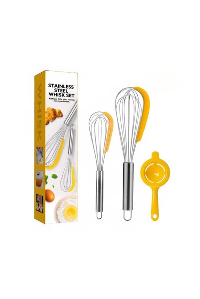 OEM Set 3 ustensile pentru bucatarie, 2 teluri, un separator oua, inox/silico...
