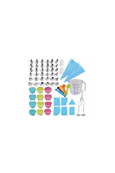 OEM Set 63 Piese Ustensile pentru Ornare Prajituri, din Plastic si Otel Inoxi...