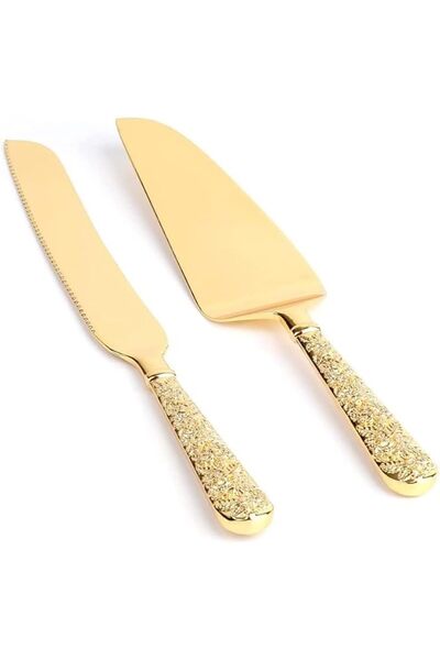 GENERAL 2 PCS Gold Cake Knife and Server Set, Wedding Cake Cutting Utensils, ...
