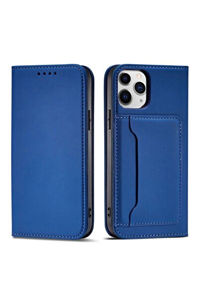 Hurtel Husă iPhone 12 Pro cu suport card magnetic, portofel și suport, albastră