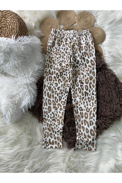 babymoon kids Girl's Leopard Patterned Cotton Stretchy Tights