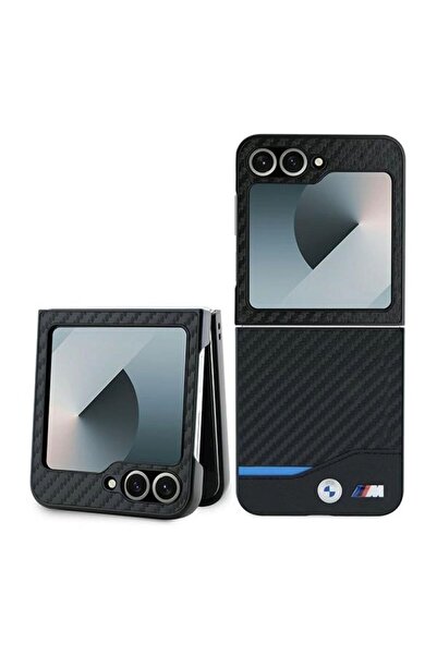 BMW Carcasă Carbon Blue Line pentru Samsung Galaxy Z Flip 6 - Negru