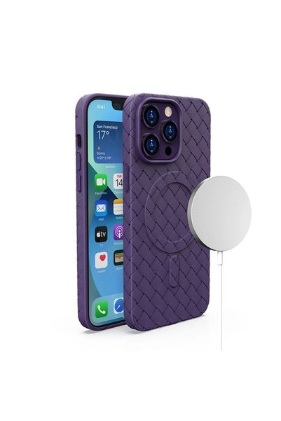 Hurtel Husă împletită MagSafe pentru iPhone 15 Pro - mov
