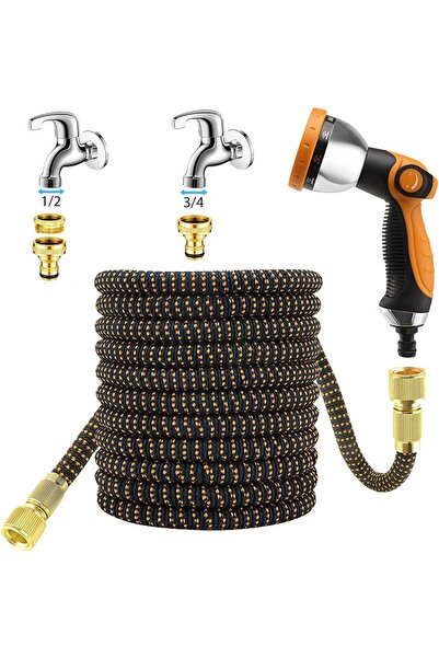 Awx Furtun de Grădină Extensibil 15 m – 10 Funcții, Conectori Metalici, Anti‑Scurgeri, Anti‑Îndoire, 3750D + Latex Triplu
