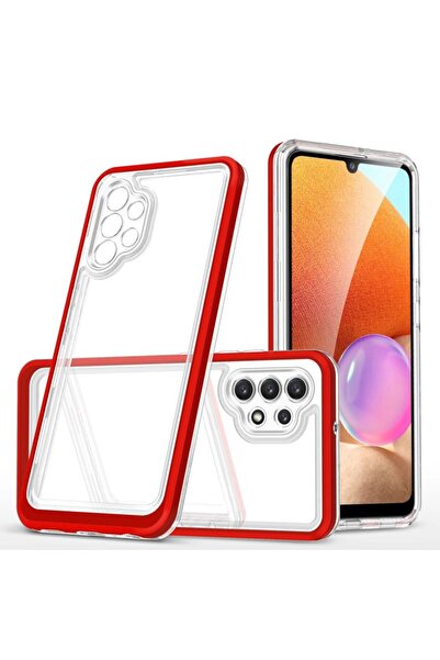 Hurtel Husă 3 în 1 transparentă pentru Samsung Galaxy A32 5G, ramă gel, roșu