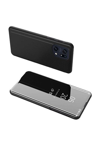 Hurtel Husă Clear View cu clapetă neagră pentru Oppo Find X5 Pro