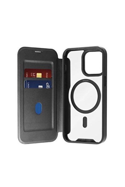 Puro Husă tip carte MagSafe din piele cu clapetă și compartiment pentru cardu...