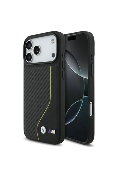 BMW Husă MagSafe M Carbon Line & Logo pentru iPhone 17 Pro Max - Galben
