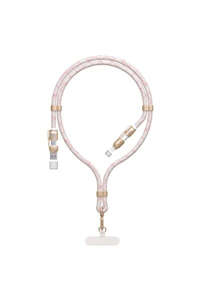 DUDAO Cablu / Șnur L20MAX 4 în 1 USB-A / USB-C / Lightning PD QC 65W 1.5m - Roz