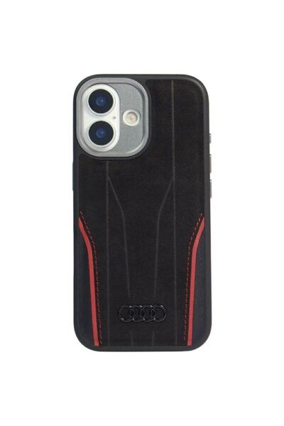 Audi Husă MagSafe R8 din piele naturală pentru iPhone 17 - Negru și Roșu